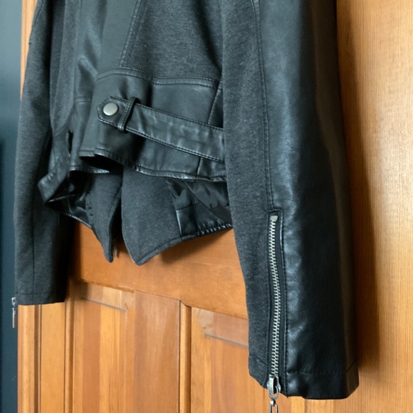 Blanc Noir Mixed Media Moto Jacket - L - Picture 7 of 8